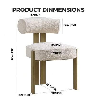 Juego de 2 sillas modernas tapizadas en bouclé – Respaldo curvo ergonómico – Patas cómodas de madera de caucho – Versátiles para comedor, cocina o sala de estar – Color: blanco o negro