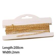 Dây chuyền chữ thập dẹt bằng thép không gỉ mạ vàng 18K dài 2m, phụ kiện trang sức tự làm (vòng cổ và vòng tay). - Vàng - Xem 12