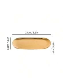 1pc/4pcs Oval Tray, Stainless Steel Coffee Tray, Small Size Tray For Candle, Cosmetics, Decor, Kitchen Utensils - Gold - View 11