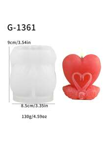 1pc Heart-Shaped Swan Silicone Candle Mold - A-White - View 5