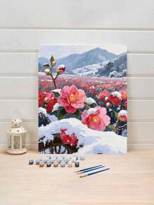 DIY无框丙烯画套装 - 雪景，40*50厘米，艺术个性，适合卧室装饰和艺术墙，绘画过程简单有趣，无需绘画经验，实现你的绘画梦想，沉浸在缤纷的色彩世界中，每一笔都是自我表达，为生活增添浪漫气息，是馈赠亲朋好友的最佳礼物。 - 淺粉紅色 - 查看 2