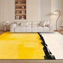 This Is A Soft And Thick Area Rug Made Of  , Featuring An Abstract Art Design Primarily In Yellow And White.It Is Machine Washable, Non-Slip, Comfortable, Lightweight, And Durable, Suitable For Bedrooms, Living Rooms, Offices, Indoors - 多色 - 查看 6
