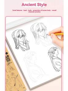 卡通绘画书——初学者也能画出动漫女神！从眼睛到表情，一步一步教你画，涵盖Q版、古代风格和美少女等各种风格。这本动漫绘画书非常适合初学者练习专注力，也是艺术学生的必备之选。漫画人物素描书，从入门到精通，非常适合练习线条和形状，动漫人物素描练习册，附带轮廓模板，方便上色。 - 1 Set - 查看 11