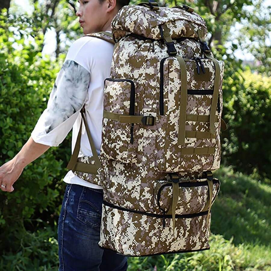 Mochila Táctica Multifuncional 100L Para Exteriores Resistente Al Agua Para Camping Senderismo Y Viaje - desierto - Ver 1