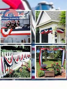 2pcs Large American Flag Decorative Banner, Red White Blue Striped US Flag Decor, Suitable For July 4th Independence Day Decoration. Patriotic Flag Fabric, American Flag Style Banner, Suitable For Veterans Day Event Decoration. Fit For Independence Day Outdoor Decoration, Home And Garden Outdoor Space, Backyard Fence. - Multicolor - View 9