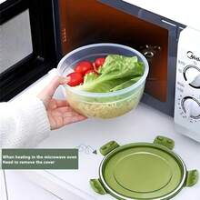 Awaoko Set 8 Buah (4 Wadah + 4 Tutup) Wadah Penyimpanan Makanan Transparan Ungu & Hijau, Pengatur Dapur, Wadah Sayuran & Buah, Kotak Makan Siang Bulat untuk Microwave, Cocok untuk Kantin, Berkemah, Piknik, Terbuat dari Plastik untuk Menyimpan Daging, Buah, Roti - Kotak Makan Siang, Kotak Bento dan Wadah Persiapan Makan Siang, Wadah Makanan untuk Kembali ke Sekolah dan Perjalanan, Peralatan Makan Dapur, Sekolah, Hadiah Wisuda - MultiWarna - View 10