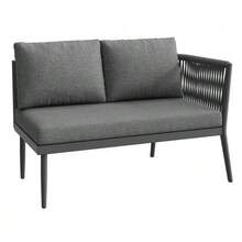 Conjunto de salón de jardín para 5-6 personas, conjunto de sofás de exterior grande, grupo de asientos de 6 niveles con banco de agua y banco de besos, conjunto de sofás modulares para terraza con balcón, gris - Gris - Ver 11