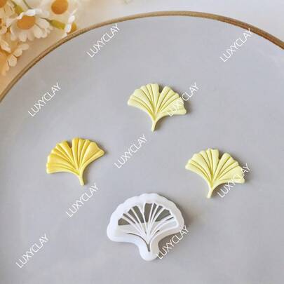 Bộ dụng cụ làm khuyên tai bằng đất sét polymer hình lá bạch quả rỗng, bộ dụng cụ làm trang sức hình lá dập nổi, khuôn đất sét mềm hình quạt để trang trí mặt dây chuyền và vòng cổ.