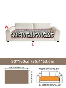 1件条纹绒面沙发垫套，简约柔软棉法兰绒长方形沙发套，带防滑边，宠物友好，可机洗，适合春冬季使用 - 黑色 - 查看 12