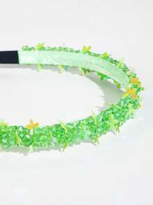 1 pieza Aro para el cabello de estilo coreano con cristal de rejilla delgada, accesorio para festival o fiesta - FG691-Verde - Ver 3