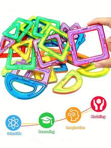 Bloques de construcción magnéticos grandes - Juguetes STEM, incluye imanes DIY, imanes educativos, colores aleatorios, regalo de cumpleaños - Multicolor - Ver 7