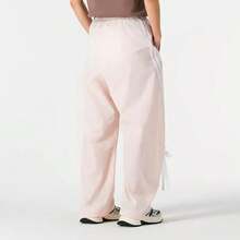 Adidas New Women's Woven Casual Simple Loose Straight Leg Trousers - Pink/white - View 5