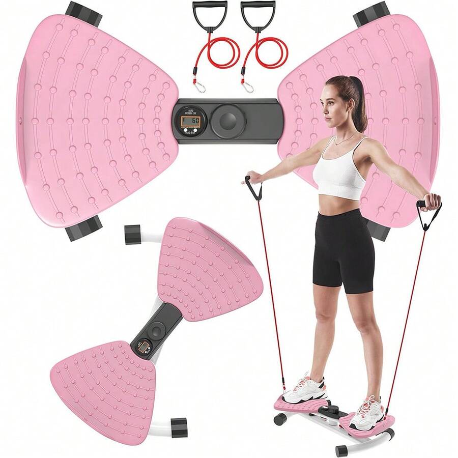 Waist Twisting Board Exercise Machine, 330lb Weight Capacity, 20dB Ultra-Quiet, Non-Slip Abdominal Twisting Trainer, Pink/Blue Home Gym Fitness Equipment - Pink - View 1