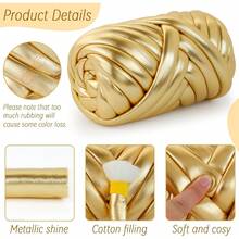 500g/Rollo de hilo grueso de fibra de poliéster, ideal para regalos de Navidad - Hilo de punto gigante hecho a mano DIY, adecuado para hacer cestas, mantas, alfombras y regalos navideños - Multicolor - Ver 6