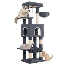 HEXCELEN 162CM Cat Tree For Indoor Cats, Cat Tower With Large Hiding Cave, Scratching Post With Large Platforms, Multi-Level Cats Activity Center, Sisal Rope, Hammock - Dark Grey - View 7