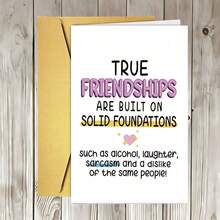1pc Humorous Birthday Cards For Your Best Friend, Suitable For Both Men And Women, Celebrating The Foundation Of True Friendship - One Size Fits All - View 2