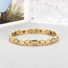 1 Piece Of Magnetic Bracelet For Men And Women, Stainless Steel Magnetic Bracelet With Size Tool, Magnet Jewelry Gift - Golden - View 8