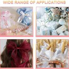 白色薄纱丝带，透明网纱丝带，透明雪纺丝绸欧根纱丝带，手工缎带，适用于缝纫、手工礼品包装、工艺品、婚礼花束、毕业礼物邀请函和装饰、圣诞树工艺品、蝴蝶结、婚礼请柬、花环等，白色 - a - 查看 9