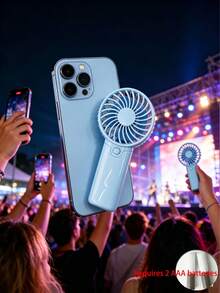 1件迷你手持電動風扇，便攜式電池供電單按鈕手持風扇，女性睫毛風扇，戶外旅行日常通勤辦公購物閱讀休閒必備（不含AAA電池） - 顏色 - 查看 8