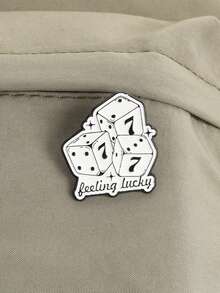 3pcs "Lucky You" Enamel Pins, Creative Funny Slot Machine "777" And Dice 7 Pattern, Fashionable Backpack Accessories, Unisex Design, Gift For Friends - Multicolor - View 8