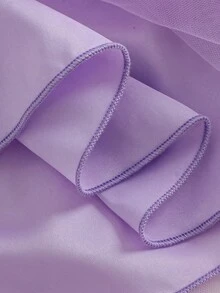 Set de 2 piezas de vestido de malla con bloqueo de color para niñas bebé, dulce y lindo, adecuado para salidas, fiestas y reuniones, primavera/verano - Lila Púrpura - Ver 6