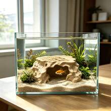 Caverna de pedra decorativa para aquário, caverna escondida para aquário de pequenos animais de estimação, caverna escondida para aquário de répteis e tartarugas, caverna de pedra de resina para aquário, decoração para aquário de pequenos peixes, répteis, sapos e lagartos, caverna de pedra decorativa de resina para aquário, para esconderijo e descanso. - B - Ver 1