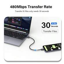 EAGET 240W PD USB-C 转 C 快充尼龙编织数据同步线 1米/2米 - 黑色 - 查看 5