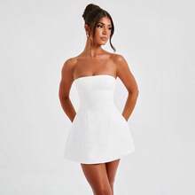 Women's Strapless Sweetheart Neck Pink Mini Dress Bodycon Fit - 粉色 - 查看 4