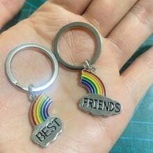 2pcs/Set Rainbow Pendant Keychain, Good Friend Pendant Splicing Keychain - 2pcs/set - View 5