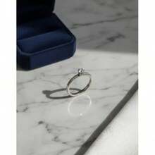 Stainless Steel Silver Solitaire/Stacking Ring With Colored Zirconia Stone, 4mm, For Graduation Or Debutante Parties. - White - View 4