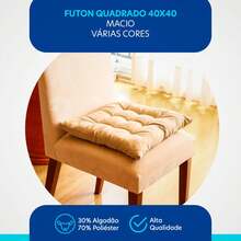 Almofada Futon Para Cadeira 40x40cm Grande Cheia Com Fitinhas De Amarrar - Laranja-UN - Visão 8