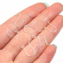 20 chiếc/gói móc tai bằng nhựa trong suốt, kiểu dáng tối giản, dùng hàng ngày, không gây dị ứng, vô hình, phụ kiện trang sức tự làm. - Móc tai trong suốt - Xem 3