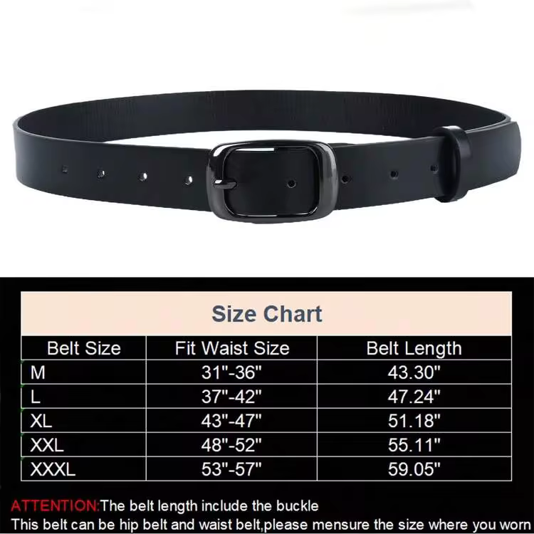 1 pieza Cinturón de mujer de piel de PU con hebilla rectangular, apto para talla regular a talla grande, adecuado para uso diario - Multicolor - Añade 2