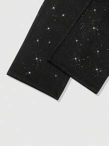 1pc Men's Spring/Summer Starry Rhinestone Wide Leg Sweatpants, Loose Comfortable Versatile Slimming Casual Long Pants - Black - View 5