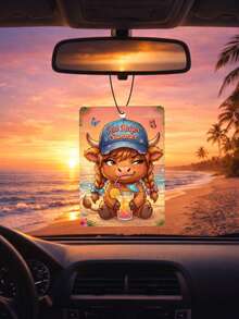 Conjunto de 4 enfeites de carro com fragrância de vaca das Terras Altas (4 peças/1 peça), decoração para retrovisor, acessório fofo para interior de carro, suprimentos para carro femininos e femininos, decoração perfumada, presente carinhoso para amigas e namoradas, pingente moderno para retrovisor de carro. - multicolorido - Ver 5