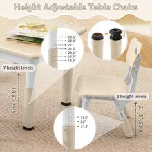 Kids Table And Chairs Set, Height-Adjustable Toddler Table And Chairs Set For Age 3-8, 31.5''Lx23.6''W Graffiti Desktop, Kids Activity Table For Daycare, Classroom, Home (Natural, 2 Chairs) - 天然木色 - 查看 3