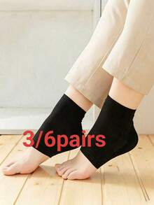 3 pares de calcetines de silicona hidratantes unisex, adecuados para talones agrietados - Negro - Ver 10