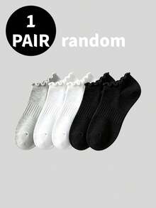 5 Pairs Women's Ruffle Trim Ankle Socks, Ruffled Hem Low Cut Casual Socks, Available In White, Black, Gray And Multi-Color - Multicolor - View 13