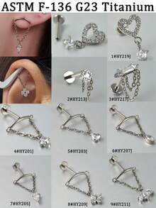1 chiếc khuyên tai mặt dây chuyền thanh cong bằng titan G23, đính đá CZ Zirconia, đáy phẳng, ren trong, mạ vàng 18K, thích hợp cho xỏ khuyên sụn tai, vành tai, môi. - vàng titan - Xem 10