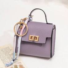 Mini Square Bag Pendant Keychain - High Quality Leather With Colorful Strap, Cute Car Keychain & Bag Charm Accessory - Màu vàng - Xem 11