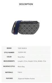 Tory Burch T Monogram Printed Women's Waist Bag 162094-405 - Navy Blue 162094-405 - View 8