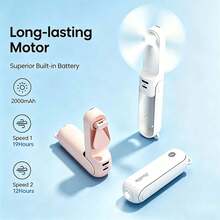 JISULIFE Handheld Mini Fan, 3-In-1 USB Rechargeable Portable Fan [12-19 Hours Battery Life] With Power Bank & Flashlight, Pocket Design For Travel/Summer/Concert/Eyelashes, Gift For Women - Multicolor - View 5