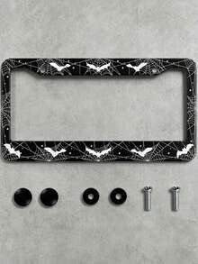 Khung biển số xe hơi bằng hợp kim nhôm đen trắng, kiểu dáng thời trang và thẩm mỹ, thiết kế 3D. - A - Xem 1