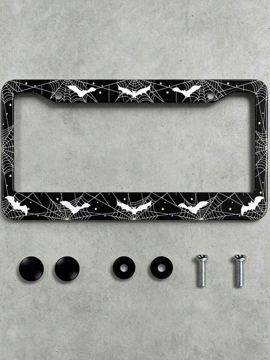 Khung biển số xe hơi bằng hợp kim nhôm đen trắng, kiểu dáng thời trang và thẩm mỹ, thiết kế 3D. - A - Xem 1