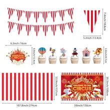 Carnival Circus Party Decorations Balloon Garland Arch Kit Birthday Party Plies Foil Balloons Plates Napkins Set Backdrop Banner Cake Toppers Tablre Tablecloth Directional Party Signs - Đỏ Vàng Xanh lam Xanh đậm - Xem 3