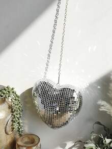 1pc Heart-Shaped Mirror Ball Pendant, Disco Ball Decor Reflecting Sunlight Effect, Romantic Home Decoration For Window, Bedroom, Living Room, Dorm, Wall, Party - Multicolor-d - View 6