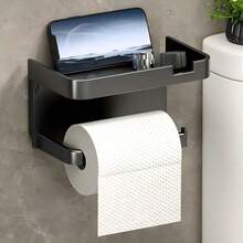 Waterproof Plastic Bathroom Tissue Paper Holder With Multifunctional Storage Rack, Wall-Mounted Tissue Dispenser With Anti-Slip Tray For Storing Phone And Small Items, Suitable For Home And RV - Multiple Styles - View 5