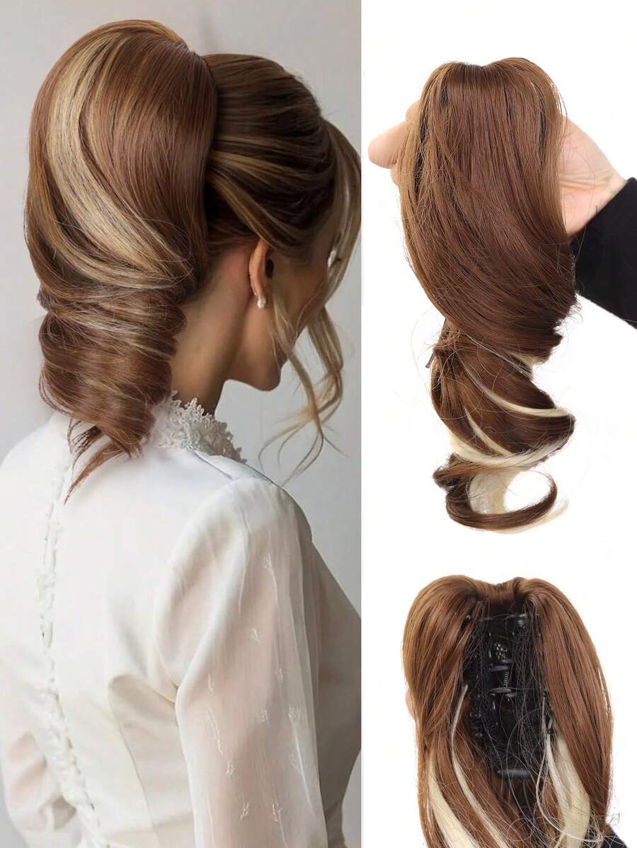 Tóc đuôi ngựa kẹp cho nữ, dài 12 inch, kiểu tóc đuôi ngựa xoăn, tóc nối đuôi ngựa gợn sóng, tóc nối đuôi ngựa tổng hợp, tóc đuôi ngựa kẹp. - Nhiều màu - Xem 1