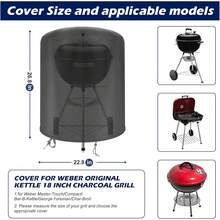 适用于原装 Kettle 烧烤炉的 22 英寸重型烧烤炉罩，防水防紫外线，带魔术贴固定带的户外烧烤炉罩 - 61*70厘米 - 查看 2