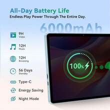 Qetupa X90 商務平板電腦，4GB+64GB/128GB，Android 15 MTK6797 八核 2.0GHZ 處理器，HD(1280x800) 觸控螢幕，5MP+13MP 雙鏡頭，6000mAh 長效電池，802.11ac WIFI5 2.4G+5G，BT 5.2，不支援 SIM 卡 (無適配器) - 藍色 - 查看 5